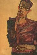 Egon Schiele Self-Portrait with Hand to Cheek (mk12) china oil painting reproduction